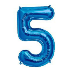 Stylish blue number 5 latex balloon for event decor and to spell out ages, dates, or other numbers