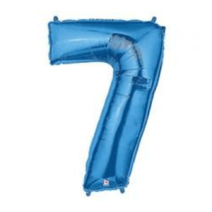 Stylish blue number 7 latex balloon for event decor and to spell out ages, dates, or other numbers