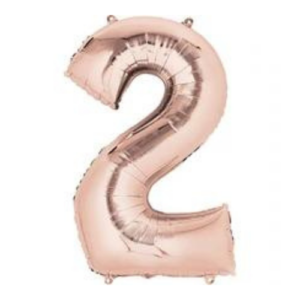 Rose gold number 2 latex balloon to add a touch of sophistication to your event decor
