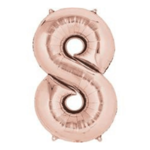 Rose gold number 8 latex balloon to add a touch of sophistication to your event decor