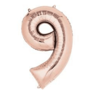 Rose gold number 9 latex balloon to add a touch of sophistication to your event decor