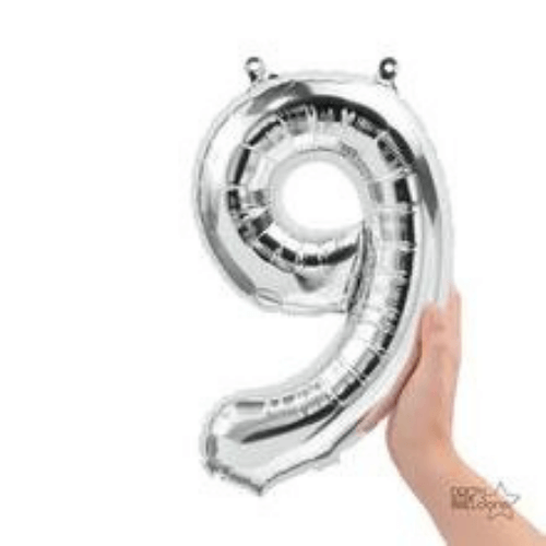 Balloons lane delivery in Manhattan a color silver Balloons number 9 Baby shower for Column