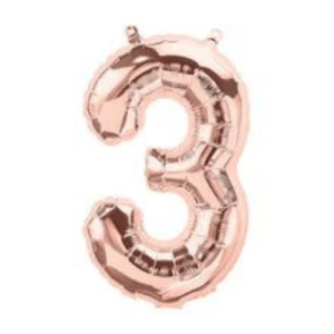 Balloons lane delivery in Brooklyn a color Rose Gold Balloons number 3 Mention number for pieces