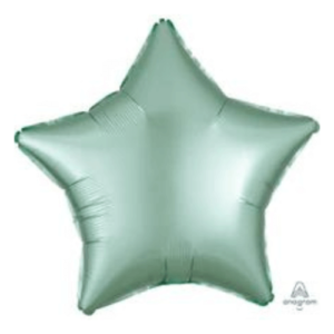 SATIN LUXE MINT GREEN Star round foil balloon