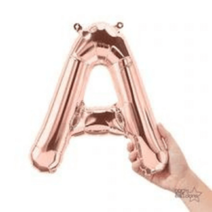 Make a statement at your next event with this beautiful rose gold letter A foil balloon.
