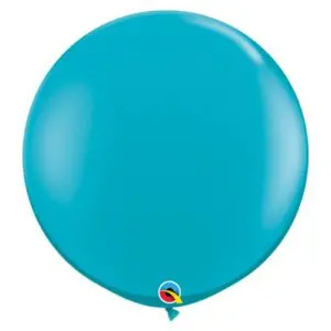 Balloon delivery uses a sky blue qualatex balloons color chart to create multiple designs for one year old birthday party decorations
