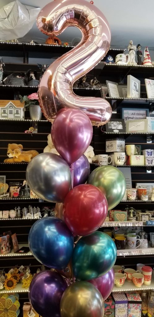 Balloons Lane Balloon delivery Staten Island in using colors Chrome® Mauve Chrome Purple Chrome Gold Chrome Green Chrome Blue Chrome Red Chrome Silver Chrome Rose Gold balloons With Number Balloons 2 in Rose Gold Bouquet for first birthday