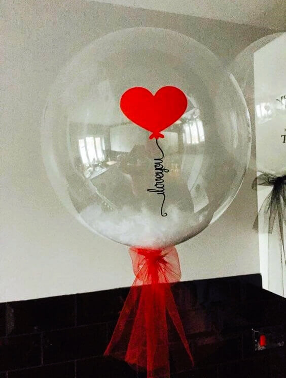 personalized bubble feather balloon with tulle