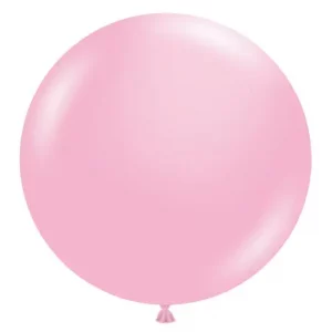 A vibrant TUFTEX Baby Pink latex balloon.
