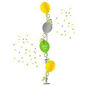 Single Line Tree of 4 Balloons Balloons Lane Balloon delivery NJ in use colors Yellow Green and Grey balloon Single Line Tree balloons for Party Balloons ​Single Line Tree For Party Balloons