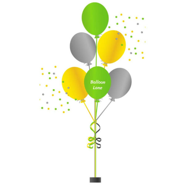 6 Tree balloons made of yellow, green, and grey balloons Perfect for birthdays, weddings, or any other special occasion, these balloons are sure to impress your guests and create a festive atmosphere.