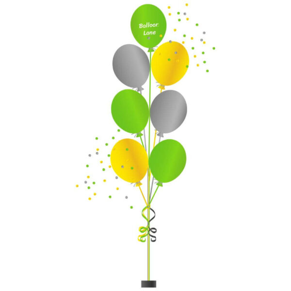 6 Tree balloons made of yellow, green, and grey balloonsPerfect for birthdays, weddings, or any other special occasion, these balloons are sure to impress your guests and create a festive atmosphere.