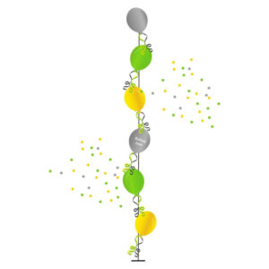 Single Line Tree of 6 Balloons Balloons Lane Balloon delivery New York City in use colors Yellow Green and Grey balloon Single Line Tree balloons for Event Party Balloons ​Single Line Tree For Event Party Balloons