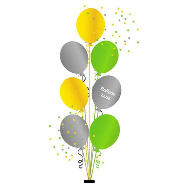 7 Balloons Centerpiece ( Bouquets) Balloons Lane Balloon delivery Manhattan in use colors Yellow Green and Grey balloon Centerpiece balloons for Occasion Balloons ​Centerpiece For Occasion Balloons
