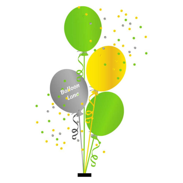 4 Balloons Centerpiece ( Bouquets) Balloons Lane Balloon delivery Soho in use colors Yellow Green and Grey balloon Centerpiece balloons for Party Balloons ​Centerpiece For Party Balloons