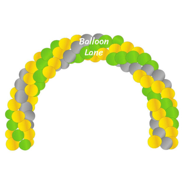 Walk Through Traditional Balloons Lane Balloon delivery Nyc in use colors Yellow Green and Grey balloon Arch balloons for Birthday balloons ​Arch For Birthday Party