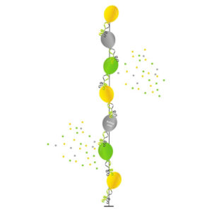 Single Line Tree of 7 Balloons made of yellow, green, and grey balloonPerfect for birthdays, weddings, or any other special occasion, these balloons are sure to impress your guests and create a festive atmosphere.