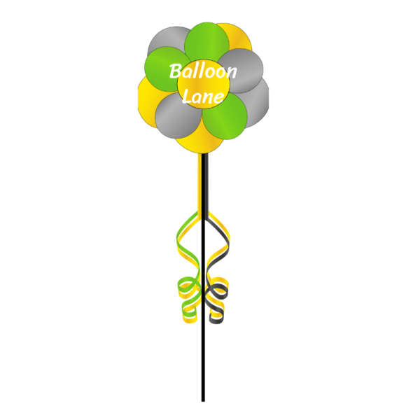 Balloons Cluster Pole Balloons Lane Balloon delivery New York City in use colors Yellow Green and Grey Column Balloons for one-year-old birthday Balloons