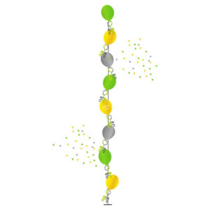 Single Line Tree of 8 Balloons Balloons Lane Balloon delivery Soho in use colors Yellow Green and Grey balloon Single Line Tree balloons for Occasion Balloons ​Single Line Tree For Occasion Balloons