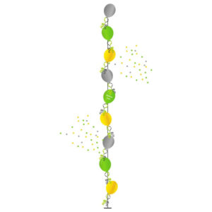 Single Line Tree of 9 Balloons made of yellow, green, and grey balloonsPerfect for birthdays, weddings, or any other special occasion, these balloons are sure to impress your guests and create a festive atmosphere.