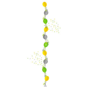 Single Line Tree of 10 Balloons made of yellow, green, and grey balloons Perfect for birthdays, weddings, or any other special occasion, these balloons are sure to impress your guests and create a festive atmosphere.
