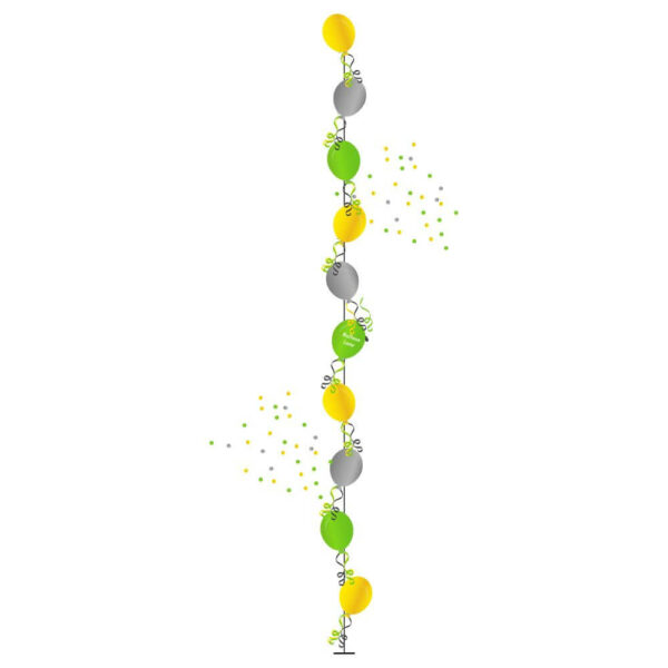 Single Line Tree of 10 Balloons Balloons Lane Balloon delivery Brooklyn in use colors Yellow Green and Grey balloon Single Line Tree balloons for birthday Party Balloons ​Single Line Tree For birthday Party Balloons
