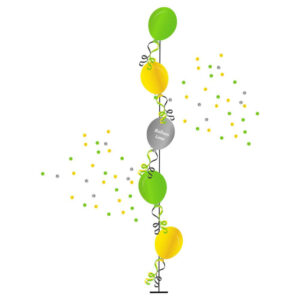 Single Line Tree of 10 Balloons made of yellow, green, and grey balloon. Perfect for birthdays, weddings, or any other special occasion, these balloons are sure to impress your guests and create a festive atmosphere.