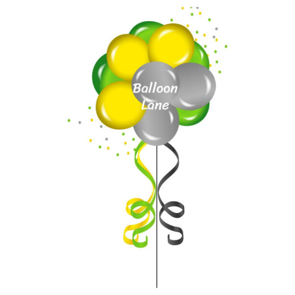 HELIUM balloons (Cluster ) Balloons Lane Balloon delivery Manhattan in use colors Yellow Green and Grey balloon Topiary balloons for one year old birthday ​Topiary For one-year-old birthday