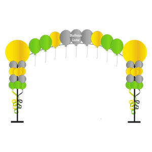 Column Topper Arch Balloons Balloons Lane Balloon delivery Manhattan in use colors Yellow Green and Grey column Balloons for Anniversary party Balloons