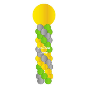Round Topper Balloons Column Balloons Lane Balloon delivery NYC in use colors Yellow Green and Grey column Balloons for Party Balloons