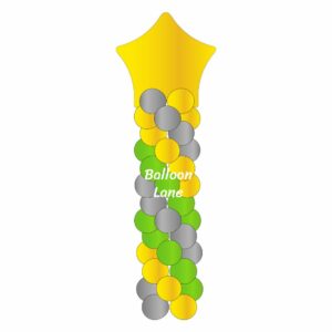 Star Balloons column Balloons Lane Balloon delivery Soho in use colors Yellow Green and Grey column Balloons for Anniversary Balloons