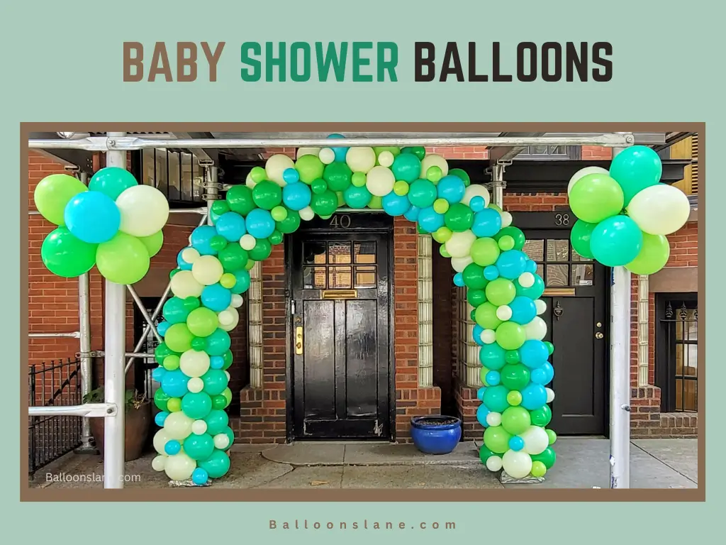Baby-Shower-Balloons Lane NYC delivery New York City in use colors Black White Blue Column for the Anniversary Party