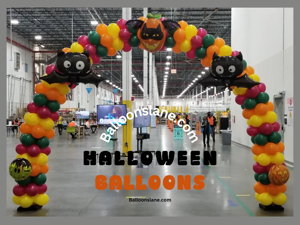 Helloween Balloons Lane Balloon delivery Brooklyn in use colors Yellow Orangic Gold Green Grey Centerpiece for the one-year-old birthday