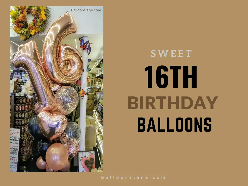Sweet-16th-Birthday-party-balloons Lane Soho delivery NJ in use colors Black and Gold Column for the Anniversary