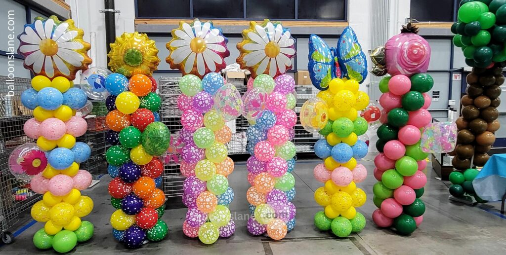 Balloons Lane in New Jersey offers wholesale easter balloons in green, yellow, light pink, sky blue, dark green, red, and dark purple-brown for arch decorations for birthday, communion, christening, or any party.