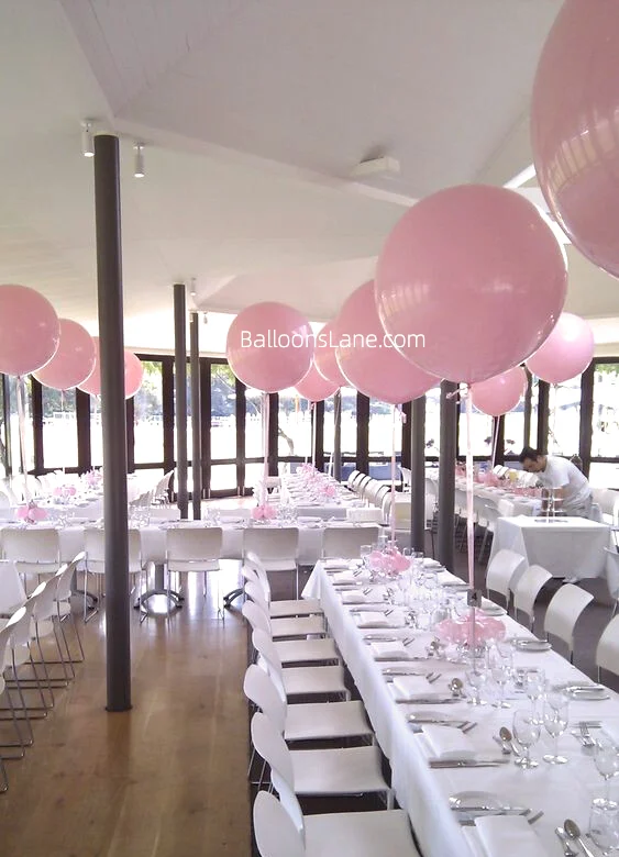 Large pink balloon centerpiece to celebrate a girl's birthday in NJ.