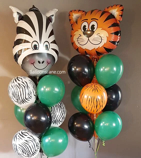 Safari theme balloon in zebra and line with green, black and zebra theme balloon to celebrate theme birthday Manhattan