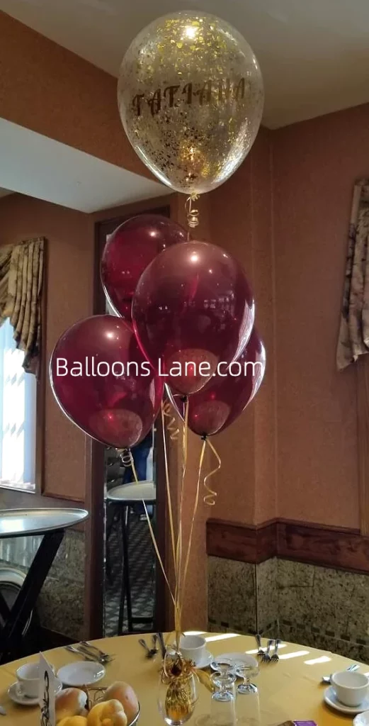 Gold Confetti Balloon with Pink Crystal Balloon in NYC to Celebrate Birthday