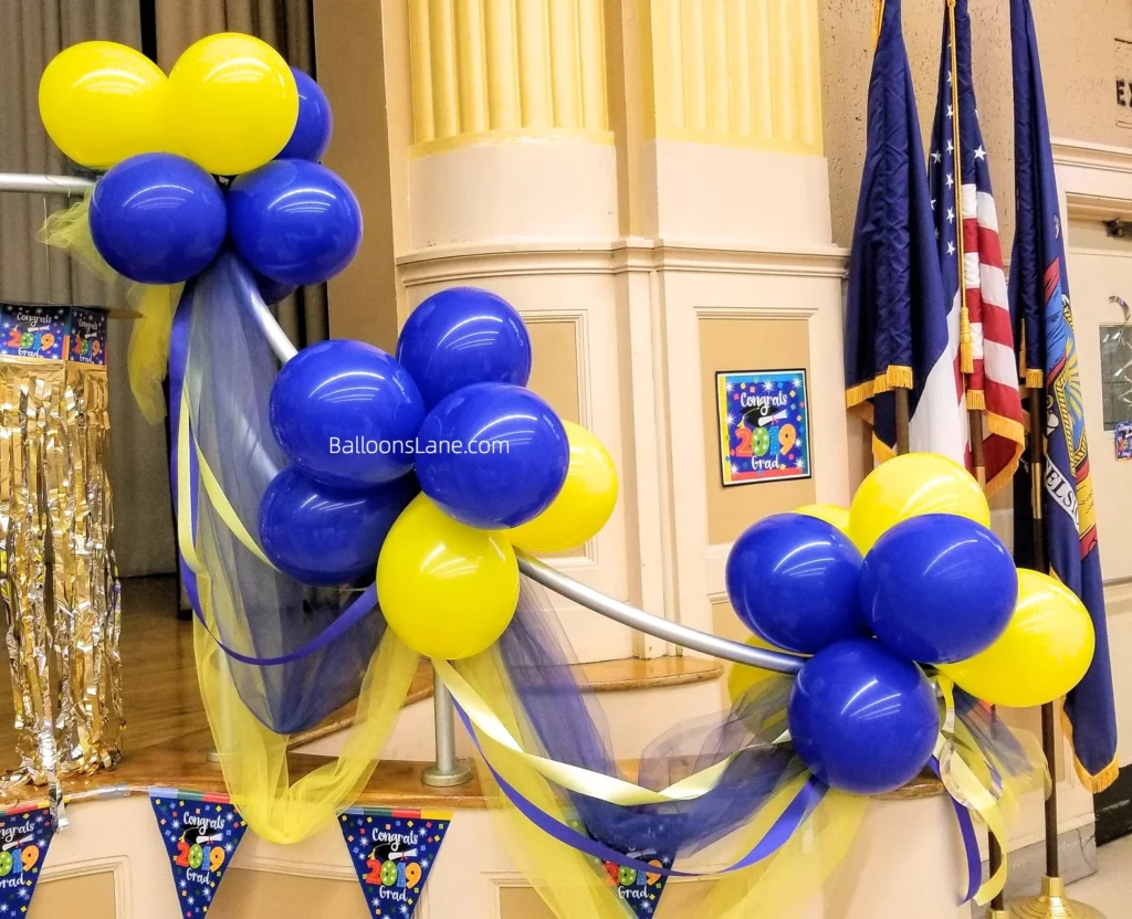 yellow, blue floting balloon clusters diiferent occeasion in NJ