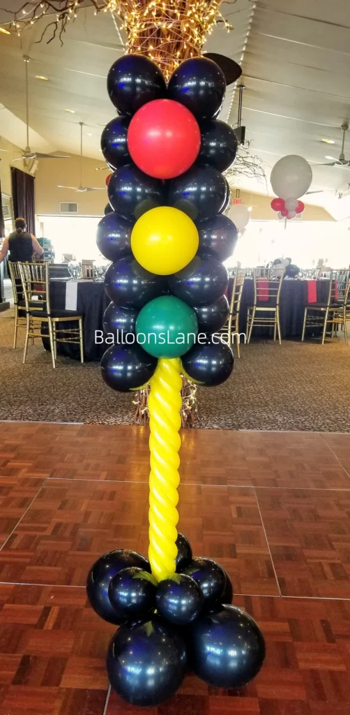 Traffic Sign Balloons in Black, Red, Yellow, and Green for Brooklyn Events