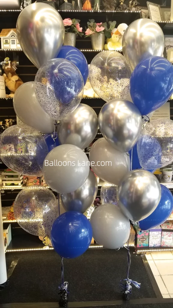 Customized "You Did It" Balloon Bouquet with Gold and Black Balloons, Latex Balloons, and a Gold Confetti Balloon in New Jersey