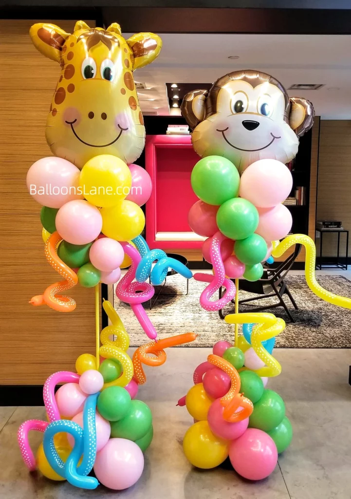 Safari Theme Birthday Balloons for First Birthday Celebration in NYC