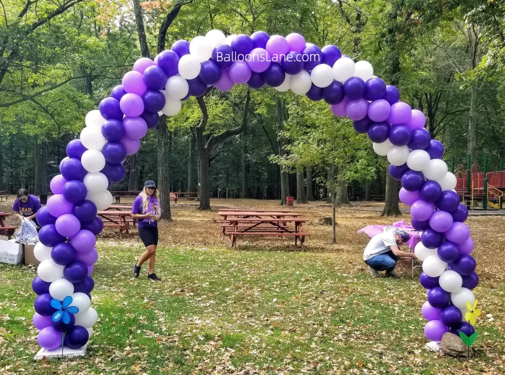 Purple, white and blue balloon Arch