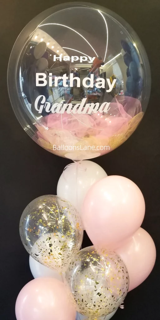 Feather Balloons with Customized 'Happy Birthday' Message, Pink, Gold Confetti Balloon to Celebrate Birthday Party in New Jersey