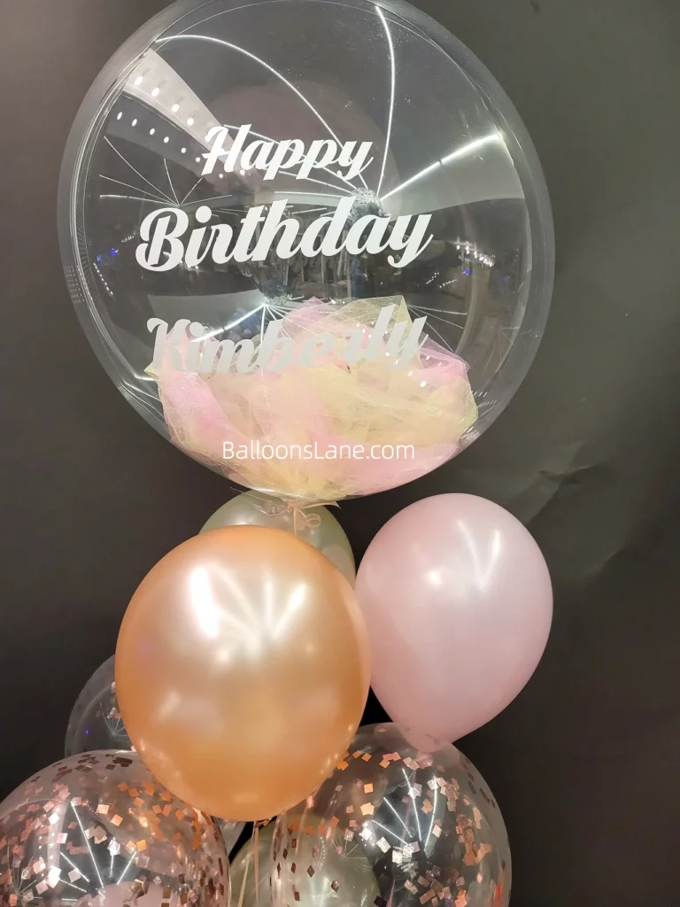 Feather Balloons with Customized 'Happy Birthday' Message, Pink, pink Confetti Balloon to Celebrate Birthday Party in New Jersey