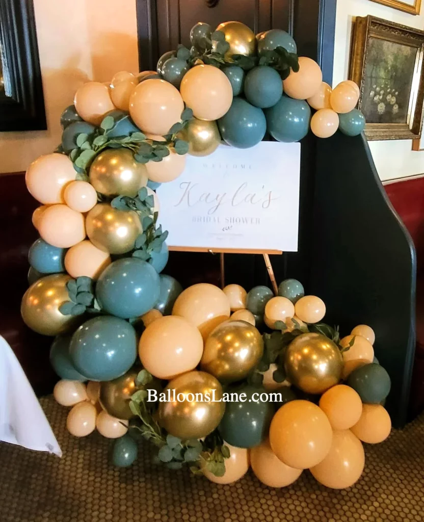 Elegant Beige, Peach, and Gold Half Arch Balloon Decor for Birthday Party in Brooklyn