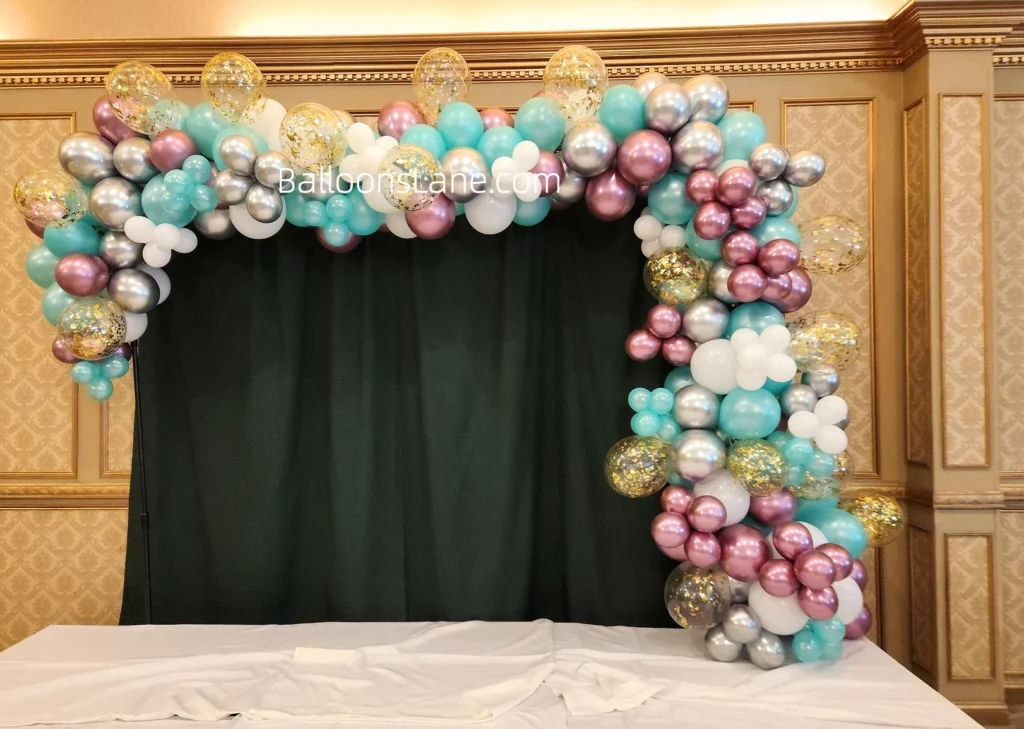Chrome® Mauve Size in 12 Balloons Color Chart 12 Chrome® Rose Gold Size in 12Caribbean Blue Chrome® mauve, Chrome® rose gold, Caribbean blue, winter green, silver, white balloons, and gold confetti balloons in NYC to celebrate birthdays and more events.
