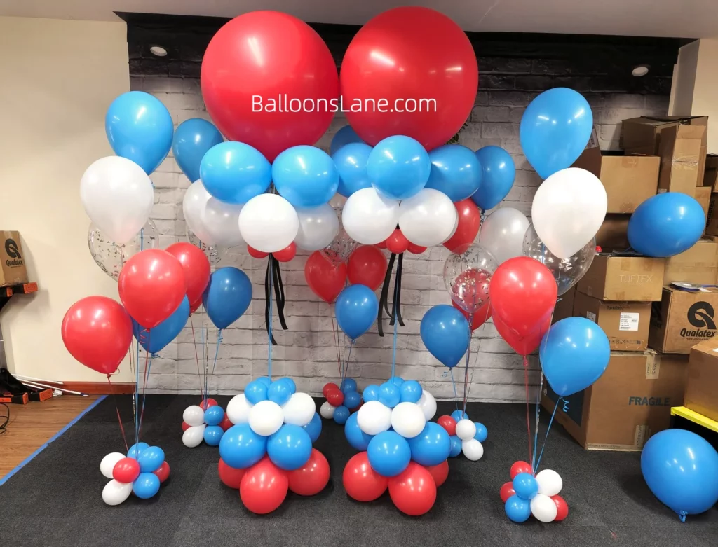 red, larg blue balloon