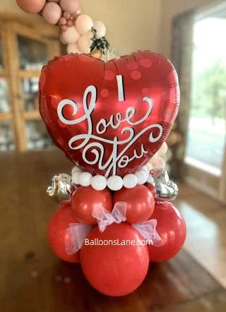 Celebrate Valentine's Day in Manhattan with "I Love You," Red Foil Heart-Shaped Balloons, Red Heart-Shaped Balloon, and White Balloon