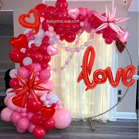 Celebrate Valentine's Day in Manhattan with Love Letter Balloons, Red Heart-Shaped Balloon, Pink Star Balloon, and 3D Red Heart Balloon